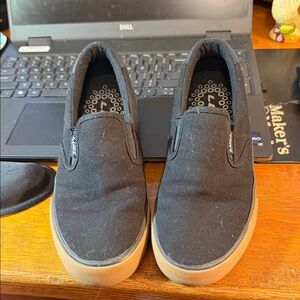 Lugz Kids Black Canvas Slip-On Sneakers with Gum Sole